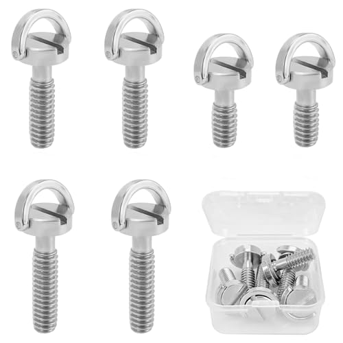 6 Piezas 1/4' DRing Tornillo, eje más largo acero cabeza plana D eje D-ring 1/4' tornillo de montaje, tornillo de montaje de cámara de acero inoxidable para trípode de cámara monopie