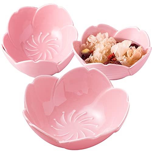Jusalpha 4 Packs-Large 16.5 OZ Cherry Blossom Series Porcelain Bowls