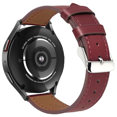 Premium Italy Leather Bands Compatible with Samsung Galaxy Watch 7 6 5 4 40mm 44mm, Galaxy 5 Pro 45mm, Galaxy Watch 6 4 Classic Active 2, 20mm Leather Watch Soft Replacement Strap for Women Men