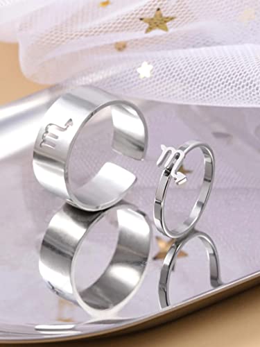 Image of Frodete Couple Zodiac Ring for Him and Her Sets 16 Constellations Adjustable Open Matching Rings for Valentines Day Gifts (Taurus)