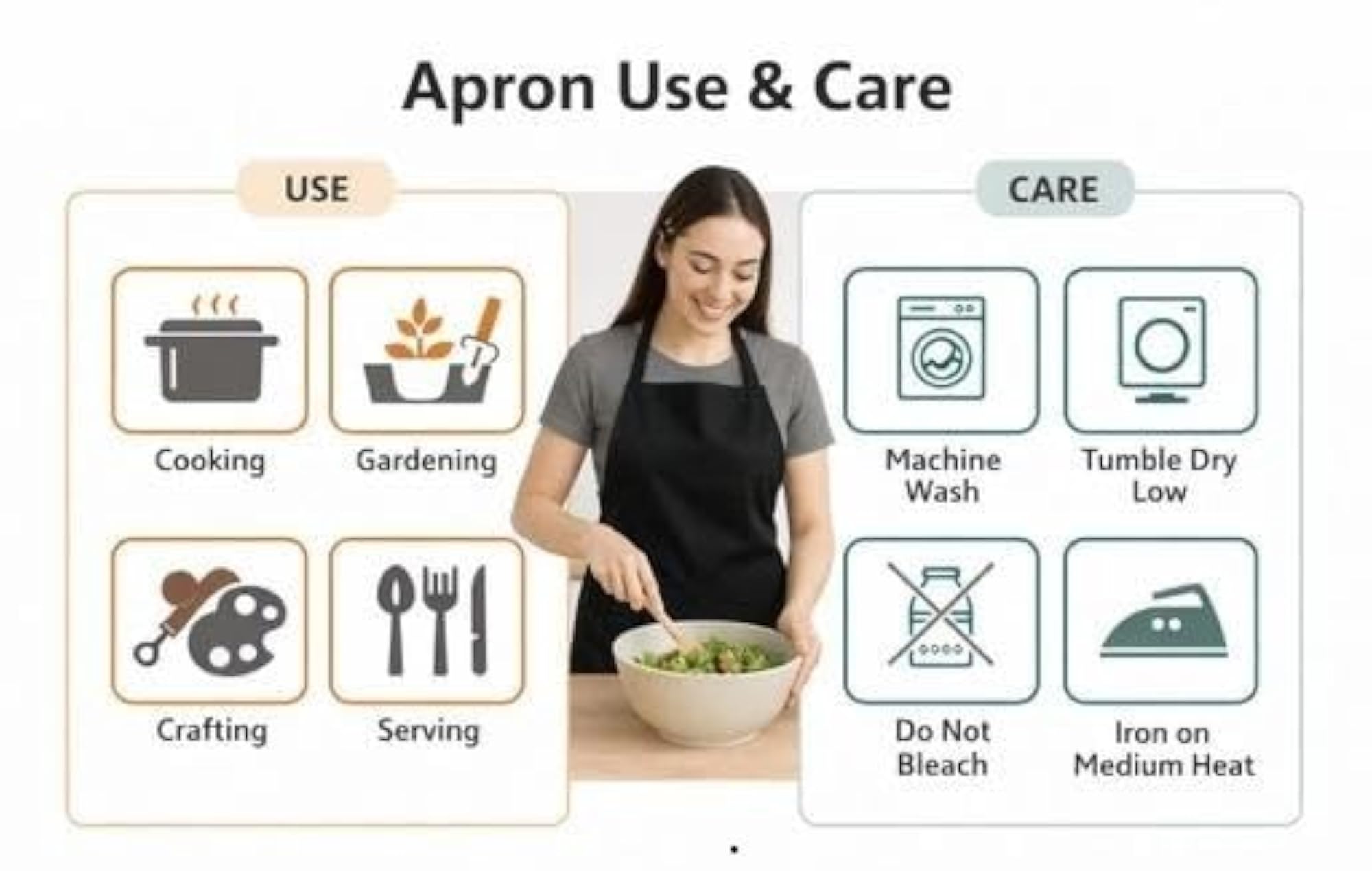 Kitchen Apron for Cooking, Baking, Gardening, and Cleaning