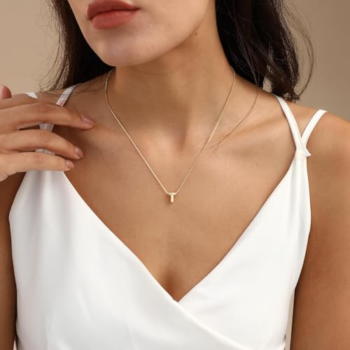 Image of Personalized Bubble Letter Initial Necklace, 14K Gold Plated, Dainty Pendant for Women, Trendy Gold Jewelry