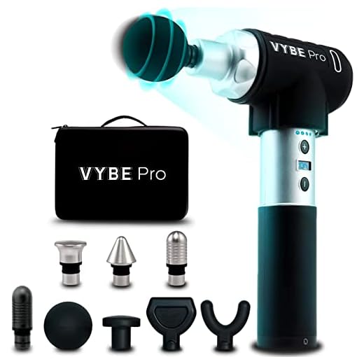 VYBE Percussion Massage Gun - Pro Model- Massager for Deep Tissue Muscle - for Pain Relief- 9 Speeds, 8 Attachments, Quiet, Portable, Electric and Handheld