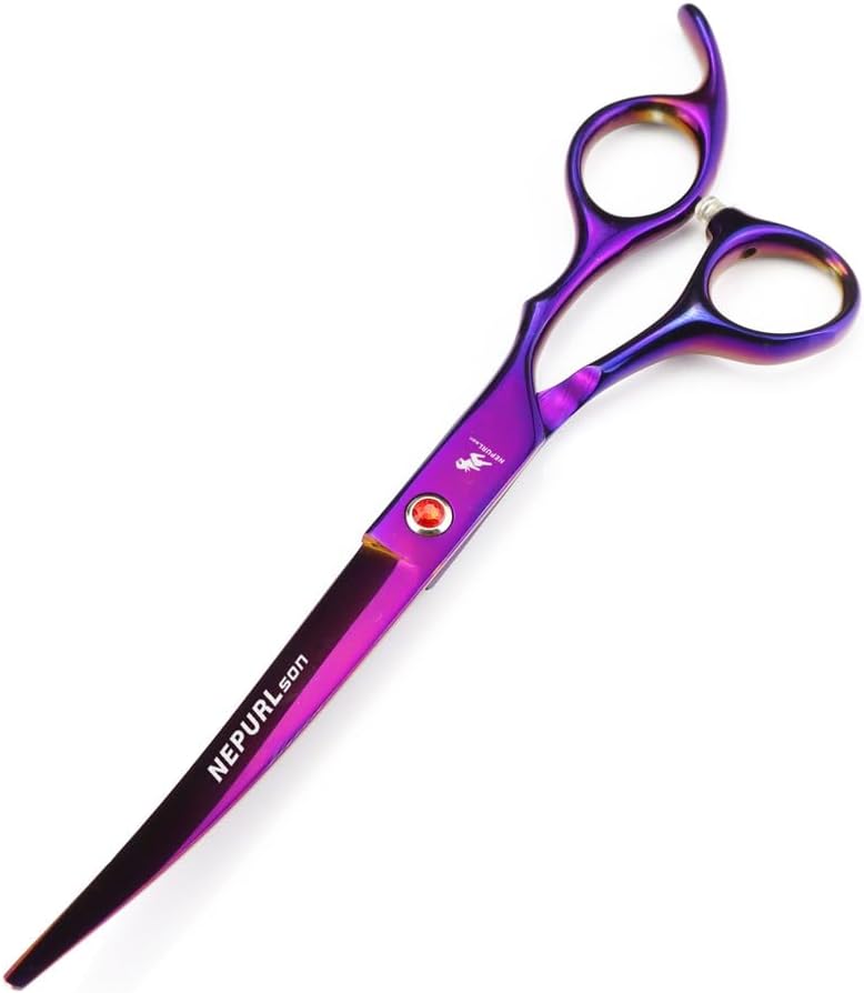 7.0in Color Pet Grooming Scissors Set Straight Curved Thinning Shears Kit with Comb and Case Professional Dog Cat Hair Cutting Tools