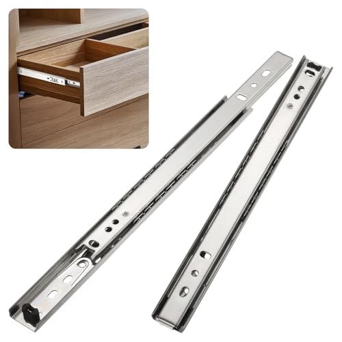 M METERXITY 1-Pair Soft Close Drawer Slides 9.8 inch/250mm 2 Fold, Silver