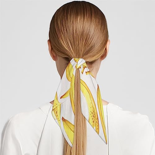 QsirBC Banana Square Silk Scarf, Summer Head Scarf, Hair Scarf for Women Soft Smoothness for Travel Yoga Handkerchief Shawl Sunscreen Gift 23.6× 23.6 Inches4