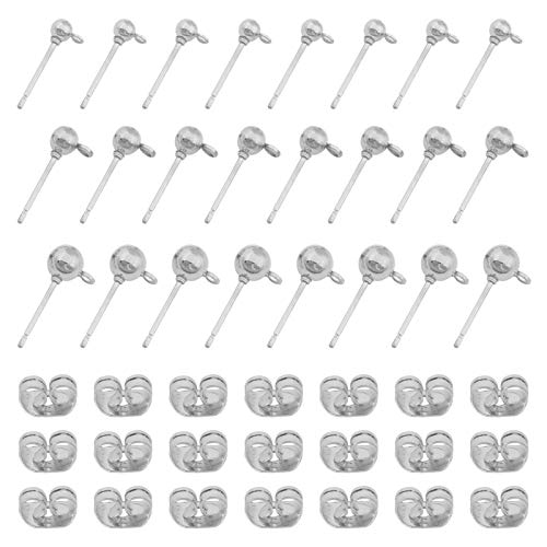 150 Pcs Hypoallergenic Ball Earring Studs With 200Pcs Metal Earring Safety Backs，Ball Post With Loop Round Ball Spherical Earrings For Diy Jewelry Earring Making #TOP25