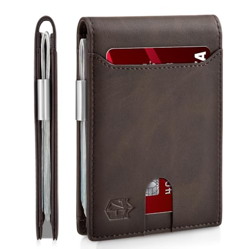Zitahli Slim Wallets for Men - Leather Money Clip Mens Wallet - RFID Blocking Front Pocket Bifold Wallet - Minimalist Credit Card Holder with Gift Box