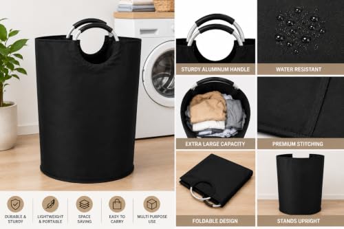 Image of Laundry Bag with Aluminum Handles, Foldable Large Clothes Storage Basket