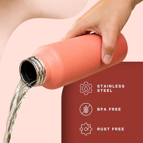 Image of United Colors of Benetton 1L (1000ML) Stainless Steel Water Bottle, Single Wall, Lightweight, Durable, Leak-Proof Cap, BPA-Free, Rust Resistant, Easy to Clean, Travel /Gym /Office /School Use