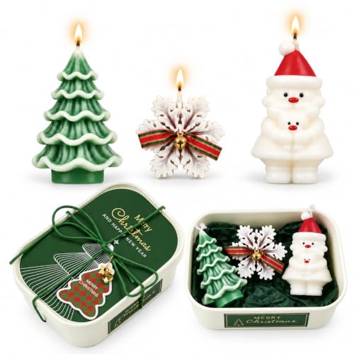 YESAH 3 Velas Perfumadas de Navidad con Cera de Soja en Caja de Regalo