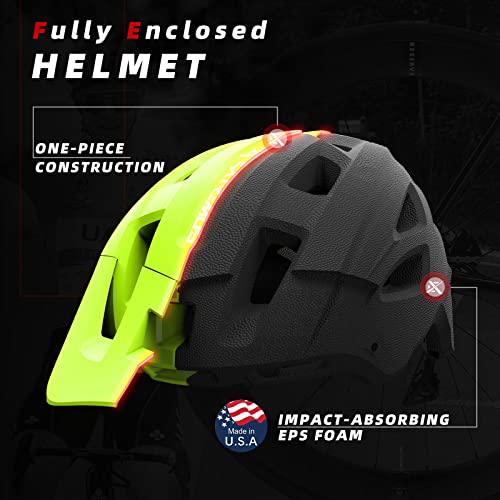 Extremus Aerolander Mountain Bike Helmet, Certified Bike Helmets For Adults Men Women, One-Piece Construction Road Cycling Helmet, Mtb Lightweight Bicycle Helmet With Visor & Safety Rear Light #TOP3