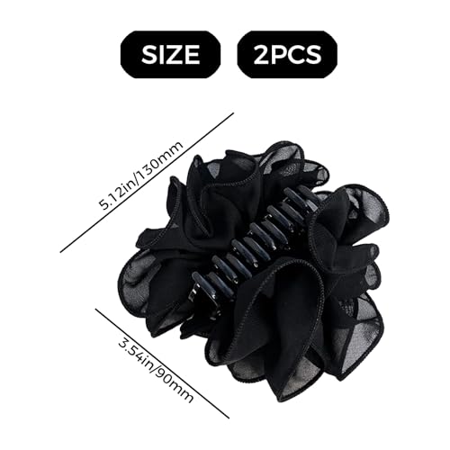2PCS Large Chiffon Rose Hair Claw Clip miniatura 7