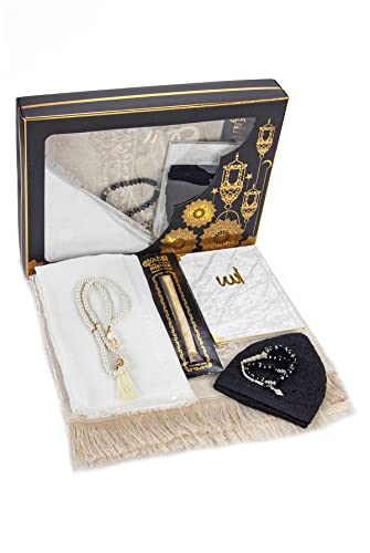 Cadeau de l'Aïd coffret de prière Hajj et Omra blanc avec Coran