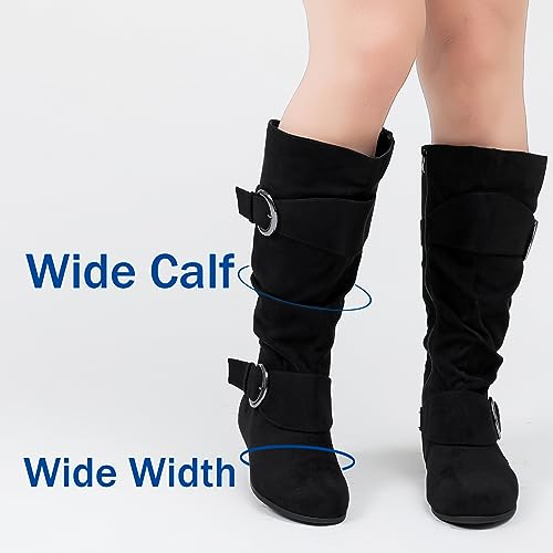 Luoika Women's Extra Wide Calf Knee High Slouchy Boots, Wide Width Tall Boots with Flat Heel Side Zipper.2