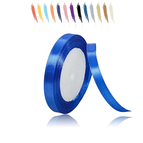 MORAINJAY 10mm Bleu Roi Ruban Satin,1cm Ruban Rouleau pour Emballage Cadeaux,23 Mètres Satin Ribbon Roll pour Bouquets,Ballon,Couture,Nœuds,Gâteau,Décoration de Mariage/Anniversaire/Noël/Fête