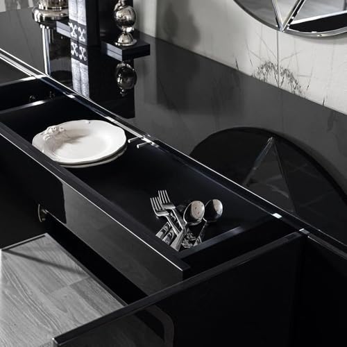 Image of HOME13 Self Adhesive Glossy Wallpaper Vinyl Stickers for Drawer and Shelf Waterproof Wallpaper for Table Top Kitchen (Black Glossy, 2 Feet BY 5 Feet)