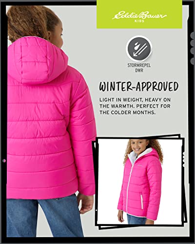 Image of Eddie Bauer Girls' Reversible Jacket - Deer Harbor Waterproof Lightweight Puffer Coat with Faux Shearling Lining (5-20)