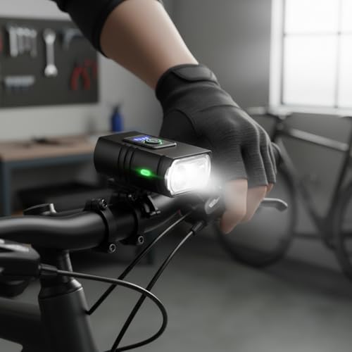 Image of USB Rechargeable LED Bike Bicycle Light with Super Bright Headlight, Waterproof Aluminum Body - Compact Black Front Light - Ideal for Night Riding, Road & Mountain Cycling