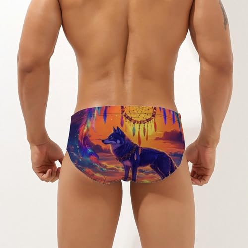 Wolf Dream Catcher Men's Swim Trunks Briefs Swimsuit Swimwear Bathing for Underwear Beach2