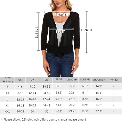 MINTLIMIT Summer Cardigans for Women UK Open Front 3/4 Sleeve Shrug Bolero Linen Sweater (Beige M) - Image 7