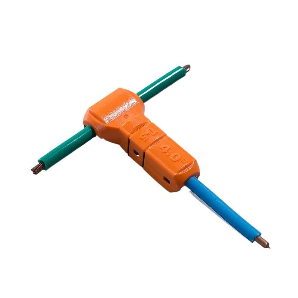 Conector T-5 100 piezas, unión de 1 vía, sin soldadura, sin tornillos, conector rápido, abrazadera de cable, bloque de terminales de empalme, 12~11 AWG, 4 mm²
