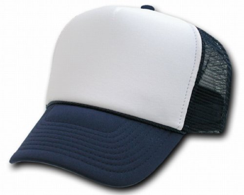 NAVY BLUE AND WHITE MESH TRUCKER STYLE CAP HAT CAPS