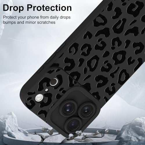 PIGLULOO Trendy Case for iPhone 17 Pro,Luxury Leopard Cheetah Pattern for Women Men,Full Camera Protection Design Slim Soft TPU Protective Phone Case,Black by PIGLULOO - Image 3