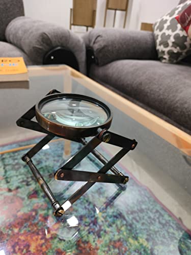 Brass Magnifying Glass Antique Office Desktop Décor Nautical Vintage Style Desk Top Channer Magnifier Newspaper, Map, Book Reader Instrument Unique Design Magnifier #TOP3