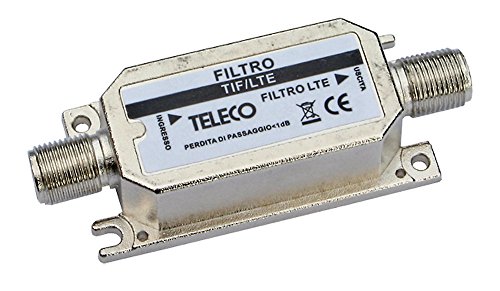 Teleco TIF/LTE Filtro Soppressore LTE Passa Basso con Connettore F, Argento