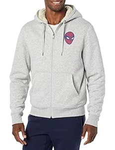 Amazon Essentials Disney | Marvel | Star Wars Sweatshirts à Capuche avec Fermeture éclair intégrale et Doublure en Sherpa Homme, Spider Man Marvel, L