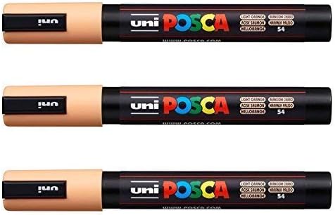 POSCA PC-5M de Uni-Ball - Paquete de 3 Naranja Claro