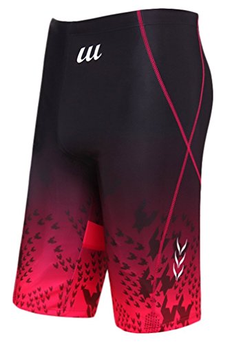 WUAMBO Swimwear Men's Swim Jammer Shorts Red US Small Waist 29