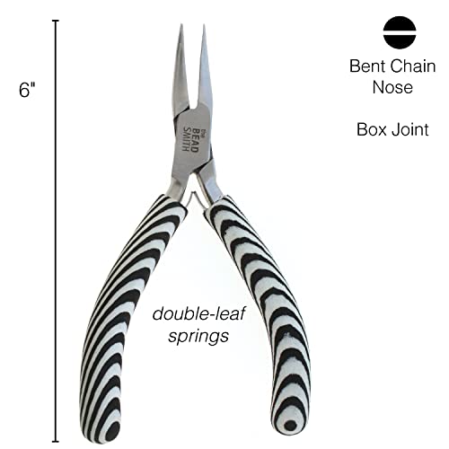 The Beadsmith Zebra Line Bent Chain Nose Pliers, 6 inches (152mm) with polished steel head - Image 4