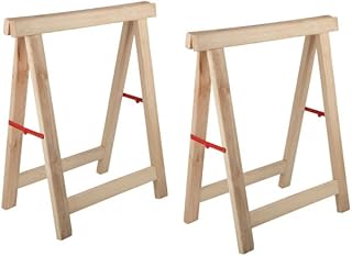 Saw Horses 2 Pack - Heavy Duty Sawhorses 2 Pack Folding Work Stands - Lightweight and Portable Work Horses with 2600LB Load Capacity for Woodworking by Kings County Tools