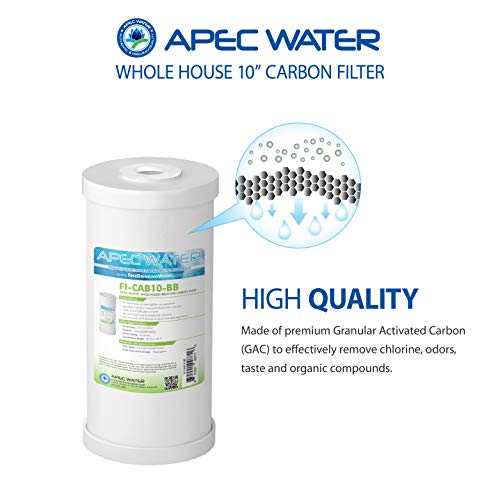 Filtro de agua de carbón GAC APEC Water Systems de alto flujo, 10 pulgadas 3