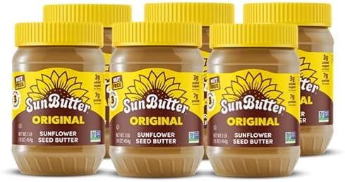 SunButter Original Sunflower Seed Butter, Nut Free Spread, 16 Oz, Pack of 6