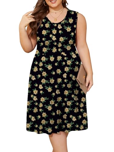 Image of DB MOON Womens 2026 Plus Size Tank Dresses Sleeveless Knee Length Sundress with Pockets