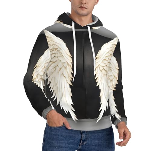 Sweat à capuche homme imprimé plumes d'ange avec molleton épais chaud
