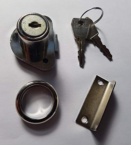 Image of L&F 5880 Furniture Rim Lock - Nickel Plated (with accessories) Keyed Keyed To Differ - KD