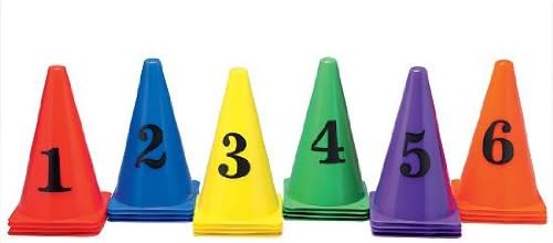 FlagHouse - Numbered Cones - Multi-colored - 6 Colors Per Number - Group Markers - Organization Tools - Set of 36