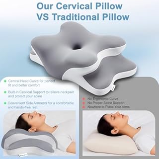 Sleep Apnea Pillow with Neck Pain & Snoring Relief -Orthopedic Cervical Pillow, Ergonomic Contour Memory Foam Pillow for Side,Back,Stomach Sleepers,Dreamers (Gray, Queen Size 25" Lx15 Wx5.8 H)