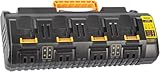 COOMYXIN DCB104 20V MAX Battery Charger Replacement for Dewalt Battery Charger, 4 Port Multi Charger Station with 2 USB Ports, Compatible with Dewalt 12V-20V Batteries（Black）