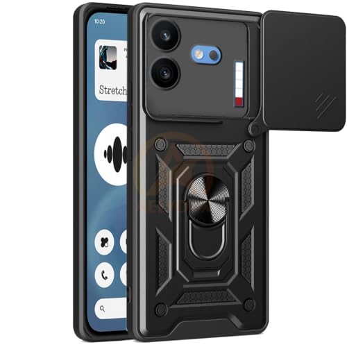 Image of Armor Bumper Back Cover Case for Nothing Phone 4B 5G Rotating Camera Cover, Ring Holder & Kickstand | Heavy Duty & 360 Degree Protection Back Cover for Nothing Phone 4B 5G (Black)