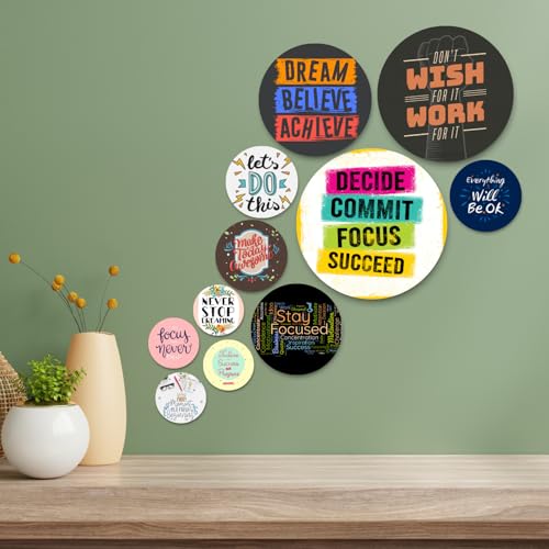 Image of RADIQORE Set of 11 Designer MDF Wooden Wall Hanging for Home Decoration | Office | Gift | Wall Decor Hanging Items | Wall Art | Living Room | Bedroom (quotes2)