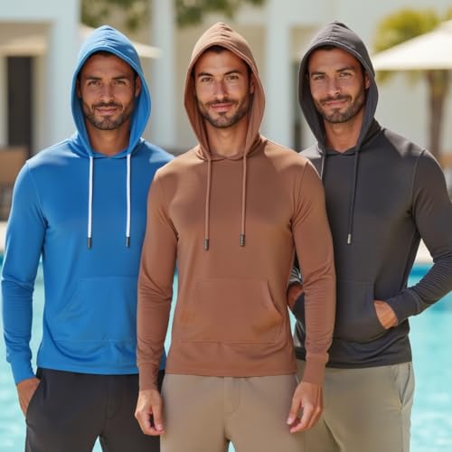 INGEAR Sun Shirts for Men - Lightweight SPF 50+ UV Protection Hoodie with Pocket for Fishing, Running, Hiking, Swim Rashguard Marina Blue4