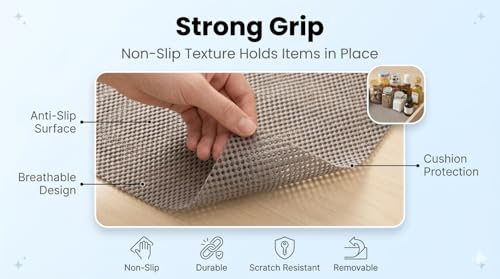 Image of Dribble Eva Shelf Liner Mat Mesh Pattern 45x125cm Roll, Non Slip Drawer & Cabinet Liner for Kitchen, Oilproof Washable Fridge Mat | Anti Skid Cupboard Wardrobe Multipurpose Mat (Grey)