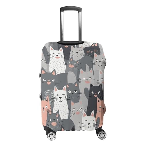 Cute Funny Grey Cats Pattern Printed Luggage Cover Protector, Fits 18-32 Inch Luggage4