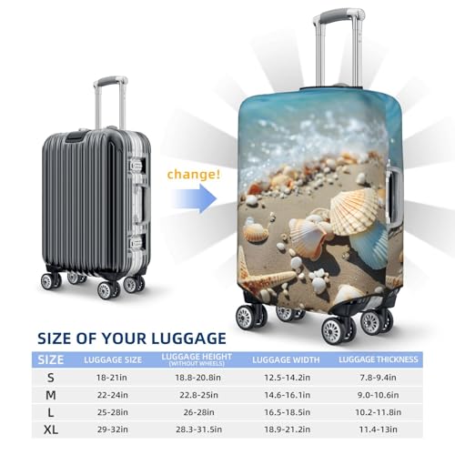 Elastic Travel Luggage Cover for Suitcase Tsa Approved Stretch Scratch-Resistant Suitcase Protector Cover Washable Ocean Sea Beach Seashells Starfish Blue Baggage Covers Fits 18-32 Inch Luggage Case2