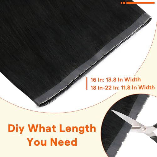 Image of Full Shine Butterfly Weft Hair Extensions Human Hair 16 Inch 50G Off Black | Silky Straight Volume, Invisible PU Hole Design, Natural Blend for Women, Daily Styling, Seamless Coverage Solution
